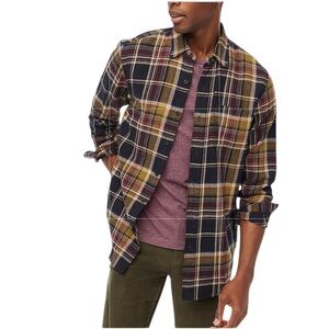 NEW J. CREW Factory Classic‎ plaid flannel shirt Navy Burgundy Classic Size XL